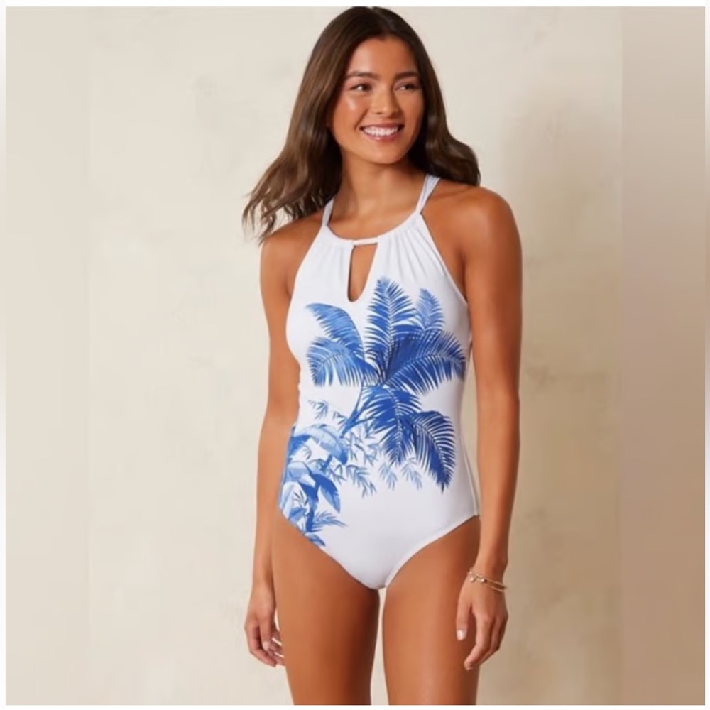 NWT Tommy BAHAMA Playa Brava High-Neck One-Piece Swimsuit